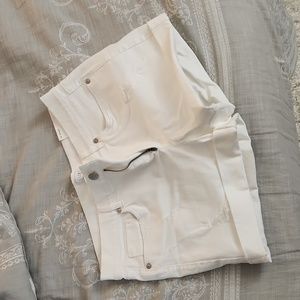 LOFT Mid-rise White Denim Shorts